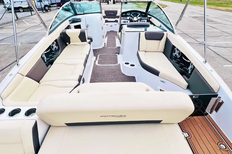 Slide: The Image of Luxurious 2019 Bryant Potenza boat interior with spacious seating and modern design. - 15