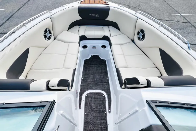 Slide: The Image of Luxurious 2019 Bryant Potenza boat interior with plush seating and modern design. - 20