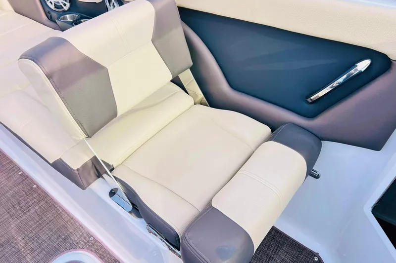 Slide: The Image of 2019 Bryant Potenza boat interior with beige and gray seating. - 35