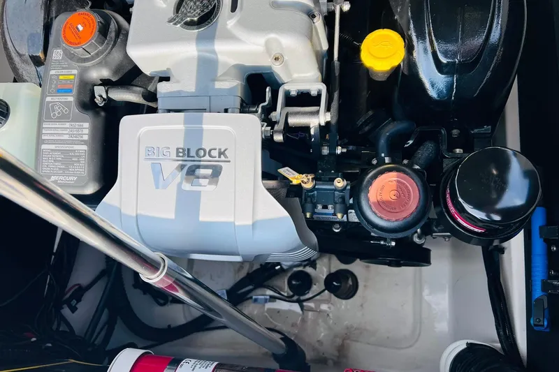 Slide: The Image of 2019 Bryant POTENZA 270 engine compartment with Big Block V8 engine components. - 56