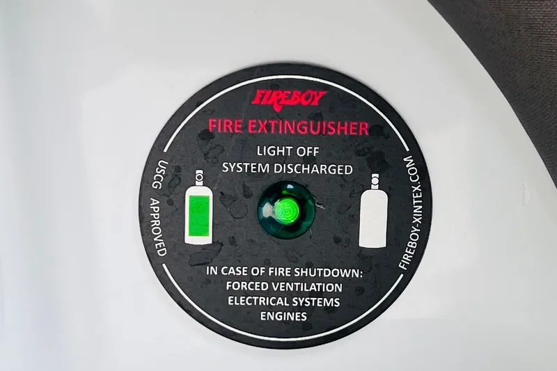 Slide: The Image of Fireboy fire extinguisher system indicator on Bryant POTENZA 270, 2019 model, USCG approved. - 71