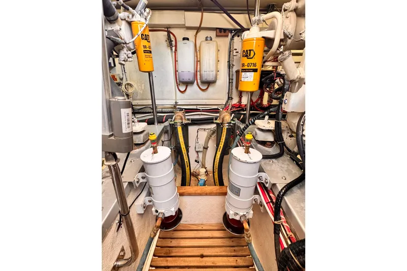 Slide: The Image of Engine room of 2000 Grand Banks East Bay 49. - 47