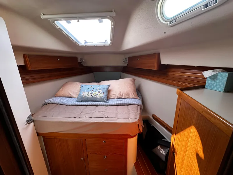 Slide: The Image of Interior of a 2017 Catalina 385 yacht with cozy bed. - 11