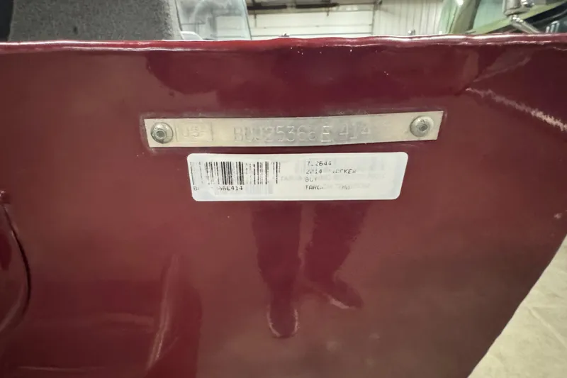 Slide: The Image of 2014 Tracker Targa V-18 Combo boat identification plate with barcode and serial number. - 5