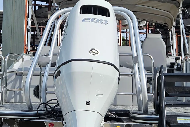 Slide: The Image of 2026 Bentley Pontoons Legacy 223 Swingback with powerful 200 HP outboard motor. - 3