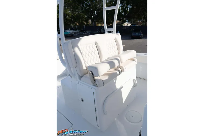 Slide: The Image of 2026 Sea Hunt Gamefish 30 Coffin Box with cushioned seating and storage. - 34