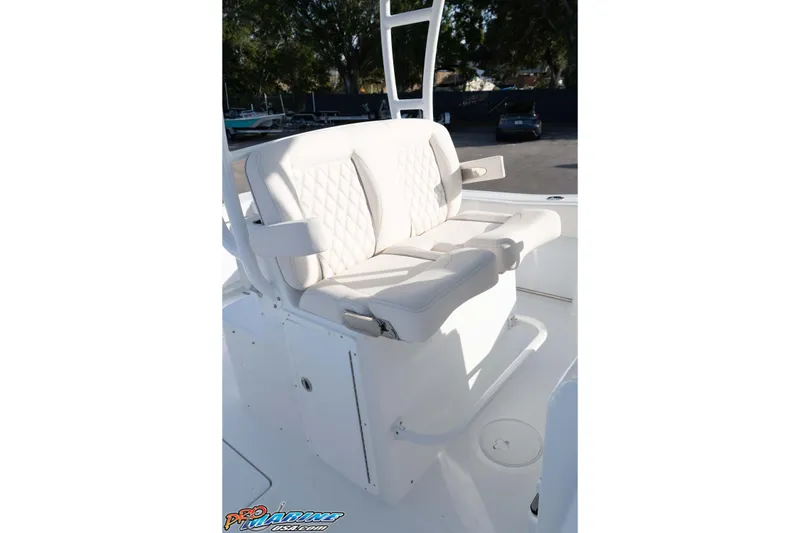 Slide: The Image of 2026 Sea Hunt Gamefish 30 Coffin Box with white cushioned seating. - 35