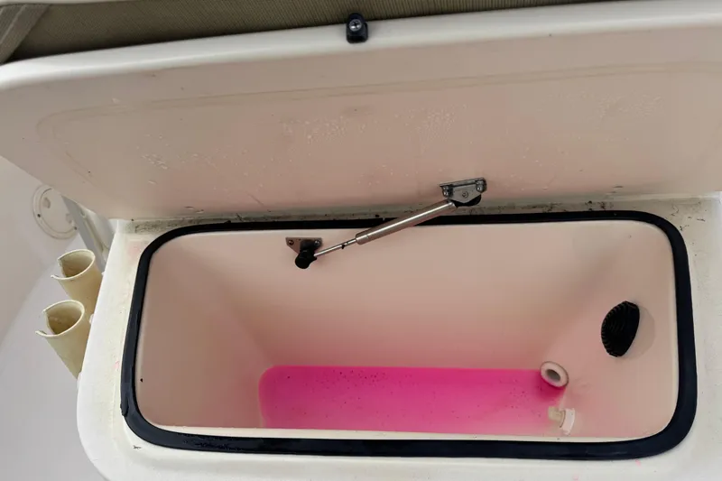 Slide: The Image of Open storage compartment with pink liquid inside, 2008 Grady White 180 Sportsman boat. - 6