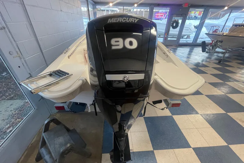 Slide: The Image of Boston Whaler 160 Super Sport 2026 with Mercury 90 HP engine. - 14