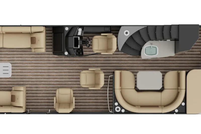 Slide: The Image of 2026 Premier 330 Escalante UD interior layout with luxurious seating and modern amenities. - 2