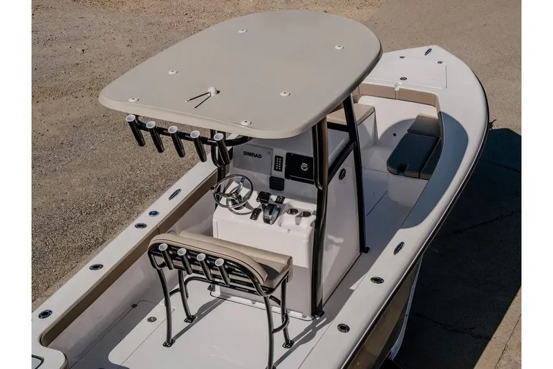 Slide: The Image of Manufacturer Provided Image: 2026 Delta Boatworks Delta D245 center console boat with T-top and seating. - 52