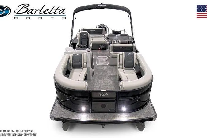 Slide: The Image of 2026 Barletta Cabrio 24UE pontoon boat, sleek design, spacious seating, luxury features. - 17