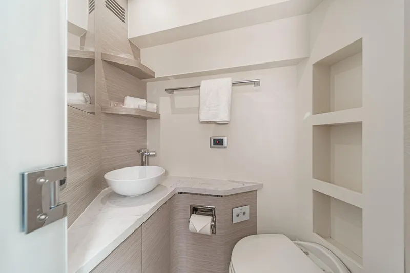 Slide: The Image of Luxurious 2023 Scout 530 LXF yacht bathroom with modern fixtures and elegant design. - 74