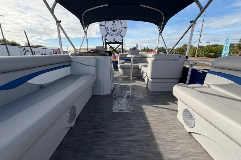 Slide: The Image of 2021 Bennington 20 SV pontoon boat interior with seating and canopy. - 39