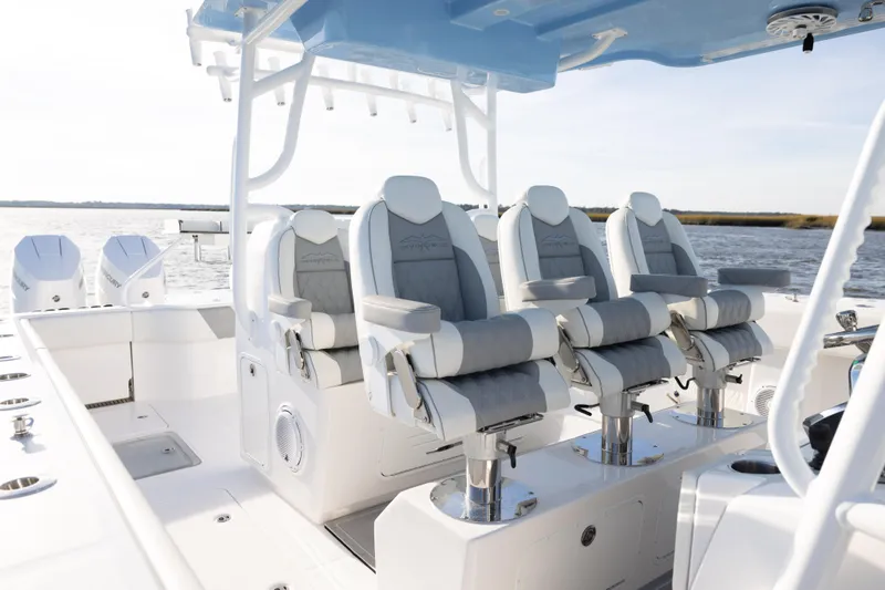 Slide: The Image of Luxurious seating on 2024 Invincible 40 Catamaran, featuring modern design and comfort. - 42