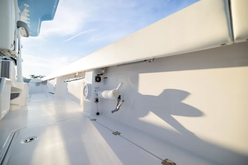 Slide: The Image of 2024 Invincible 40 Catamaran deck with sleek design and modern features. - 59