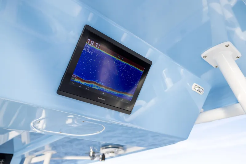 Slide: The Image of Garmin display on 2024 Invincible 40 Catamaran, showing sonar data. - 62