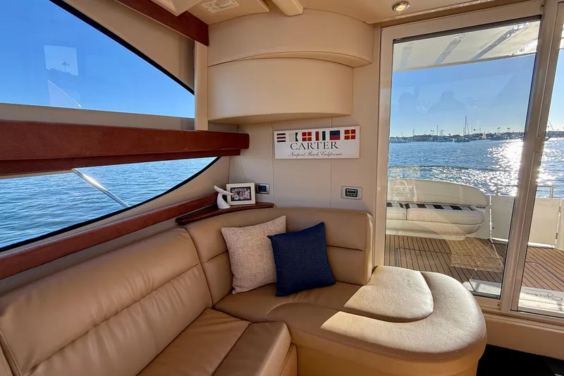 Slide: The Image of Interior of 2006 Meridian 391 Sedan yacht with ocean view and comfortable seating. - 16