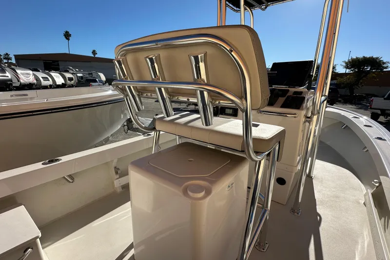Slide: The Image of 2023 Parker 1801 Center Console boat interior with seating and console view. - 11