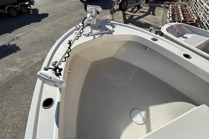 Slide: The Image of 2023 Parker 1801 Center Console boat with Minn Kota trolling motor. - 2