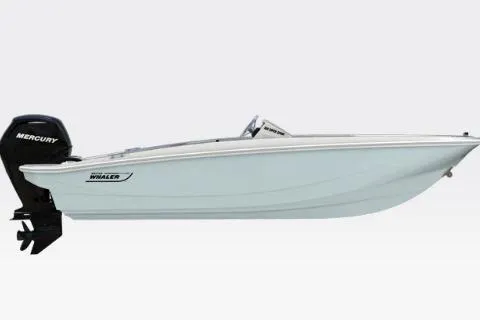 The Image of 2026 Boston Whaler 160 Super Sport boat with Mercury engine, side view. - 1