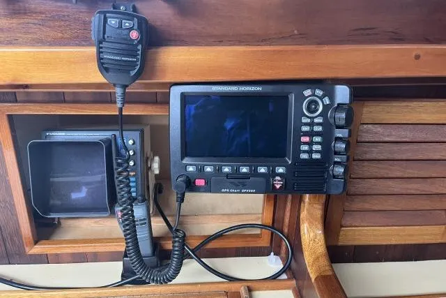 Slide: The Image of Standard Horizon marine radio and GPS on 1977 Alajuela A38 boat. - 10