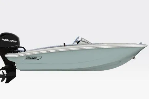 The Image of 2026 Boston Whaler 130 Super Sport boat with Mercury engine, side view. - 1