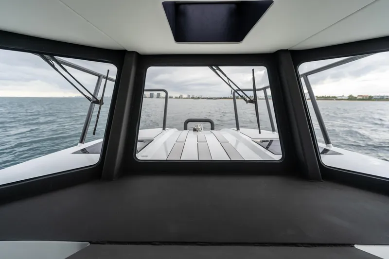 Slide: The Image of Interior view from 2023 Vandal 46 Explorer yacht, overlooking the ocean. - 45