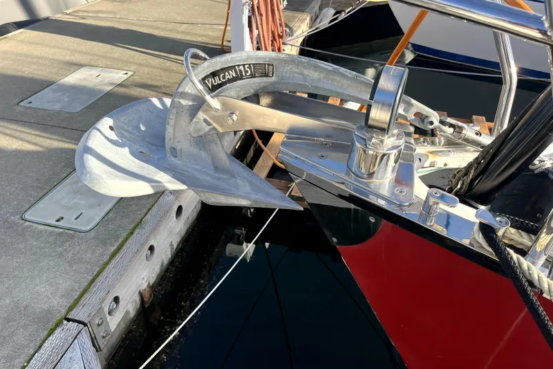 Slide: The Image of Anchor on a 2005 C&C 110 sailboat, docked with Vulcan 15 anchor. - 22