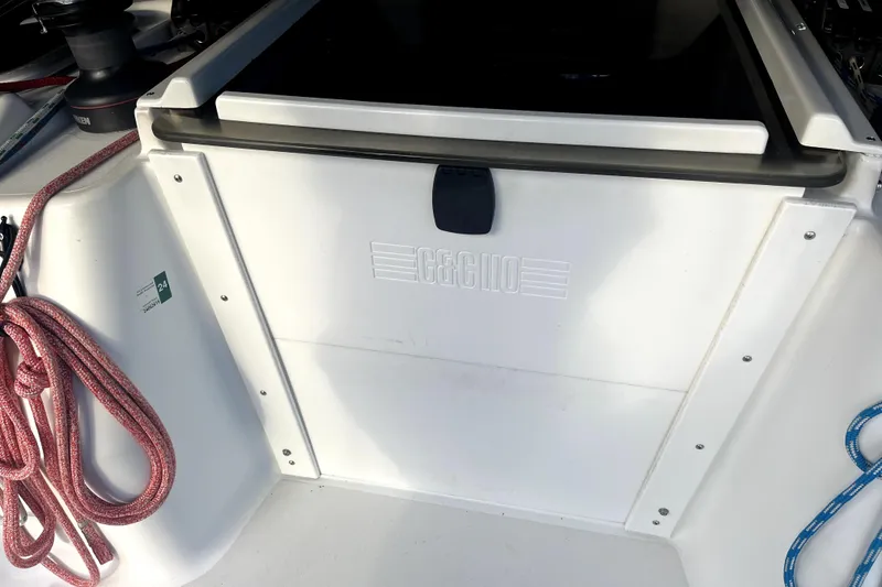 Slide: The Image of C&C 110 sailboat cockpit with ropes and winch, 2005 model. - 38