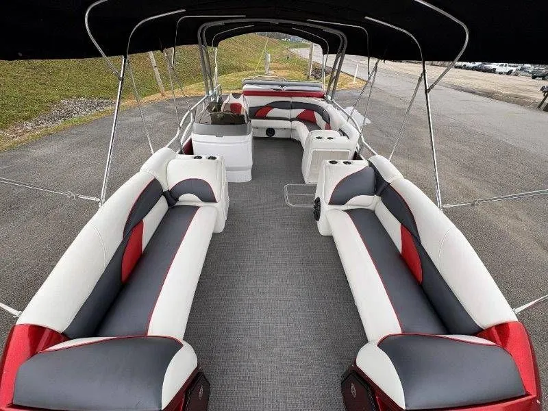 Slide: The Image of Interior of a 2008 JC 246 IO pontoon boat with seating. - 47