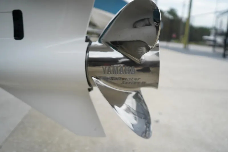 Slide: The Image of Close-up of Yamaha Saltwater Series II propeller on 2026 Chaparral 270 OSX boat. - 32