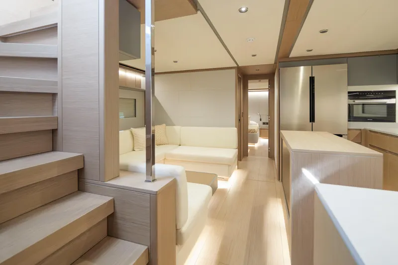 Slide: The Image of 2027 Pardo Yachts GT75 cruising near city skyline on a sunny day. - 10