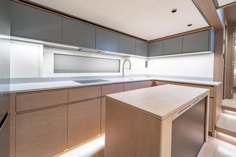 Slide: The Image of Staircase in 2027 Pardo Yachts GT75, featuring modern design and control panel. - 31