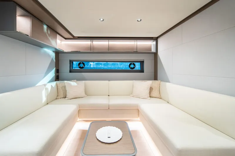 Slide: The Image of Modern kitchen interior of 2027 Pardo Yachts GT75, featuring sleek cabinetry and minimalist design. - 34