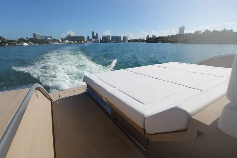 Slide: The Image of Modern kitchen interior of 2027 Pardo Yachts GT75, featuring sleek cabinetry and stainless steel appliances. - 36