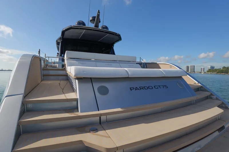 Slide: The Image of Luxurious interior of 2027 Pardo Yachts GT75 with elegant seating and modern design. - 37