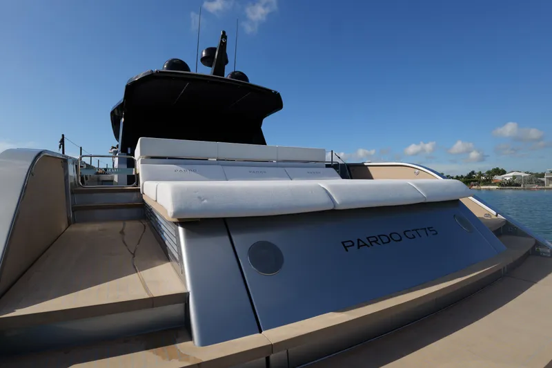 Slide: The Image of Luxurious interior of 2027 Pardo Yachts GT75 with modern seating and elegant design. - 38