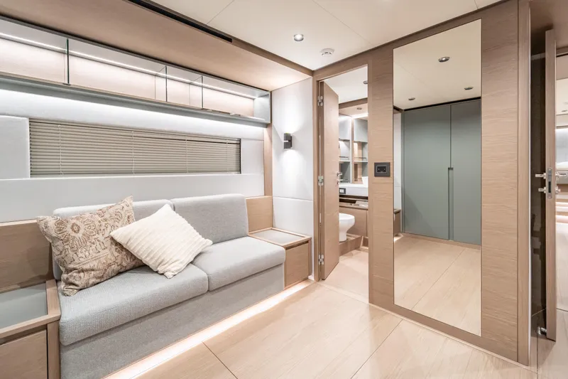 Slide: The Image of Luxurious interior of 2027 Pardo Yachts GT75, featuring modern design and elegant furnishings. - 46