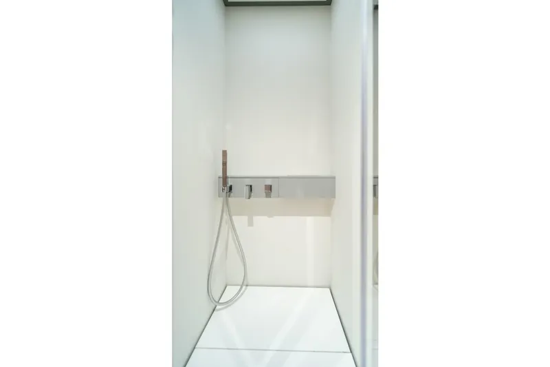 Slide: The Image of Modern shower in 2027 Pardo Yachts GT75, featuring sleek minimalist design. - 56