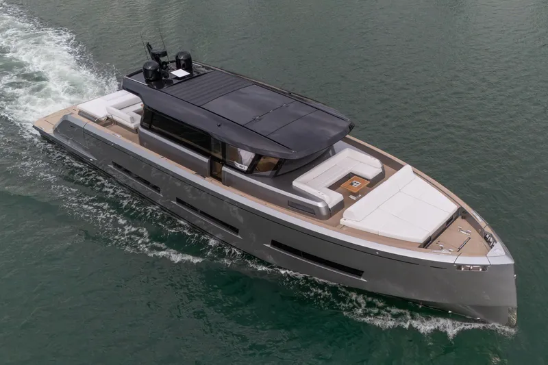 The Image of 2027 Pardo Yachts GT75 cruising on open water, showcasing sleek design and luxury features. - 0