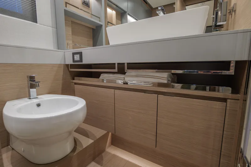 Slide: The Image of Luxurious interior of 2027 Pardo Yachts GT75 with modern design and panoramic windows. - 21