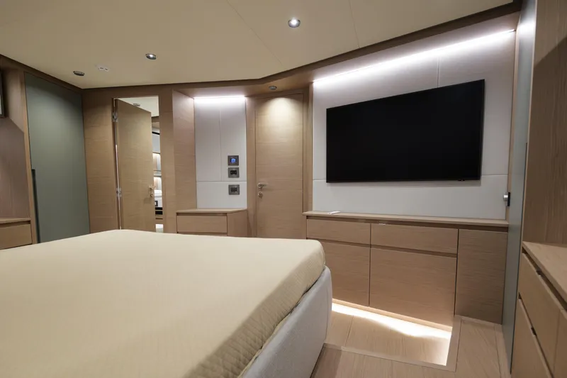 Slide: The Image of Aerial view of 2027 Pardo Yachts GT75 luxury yacht on blue water. - 3