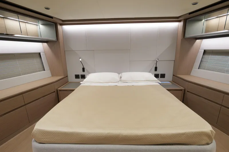 Slide: The Image of Luxury 2027 Pardo Yachts GT75 on water, modern design, city skyline background. - 4