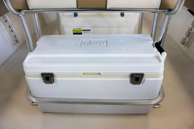 Slide: The Image of White Igloo cooler on 2018 Key West 219 FS boat deck. - 26