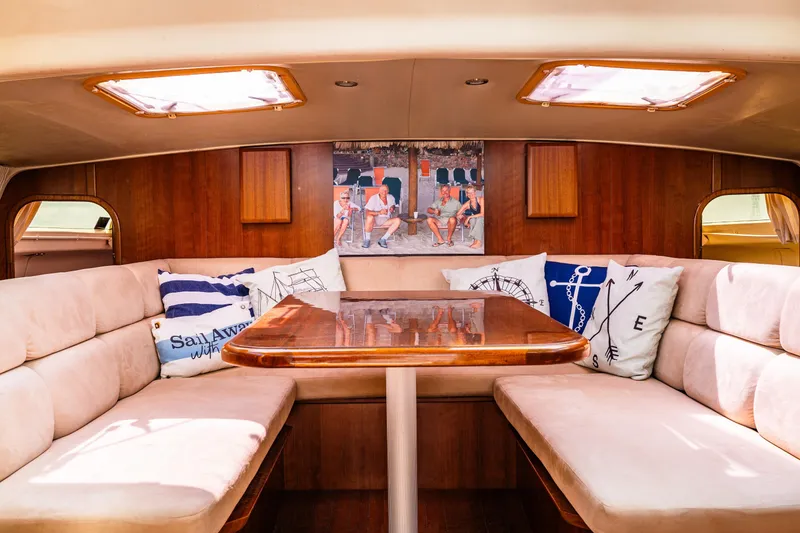 Slide: The Image of Luxurious interior of 2014 Gemini Legacy 35 yacht with plush seating and nautical decor. - 27