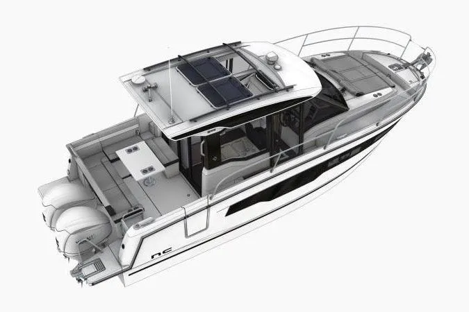 Slide: The Image of Manufacturer Provided Image: 2025 Jeanneau NC 895 Series 2 boat, sleek design with dual outboard motors. - 13