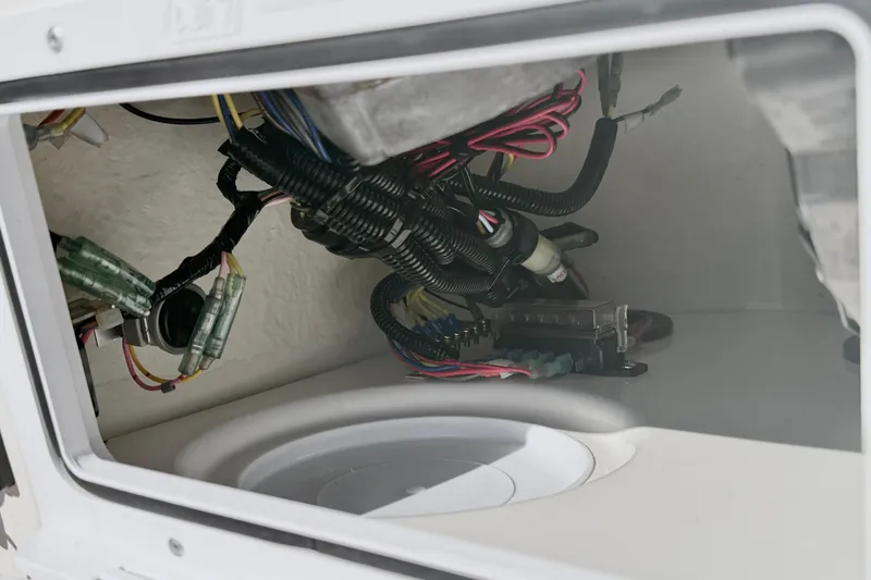 Slide: The Image of Electrical wiring inside 2017 Avon Seasport 420 boat compartment. - 8