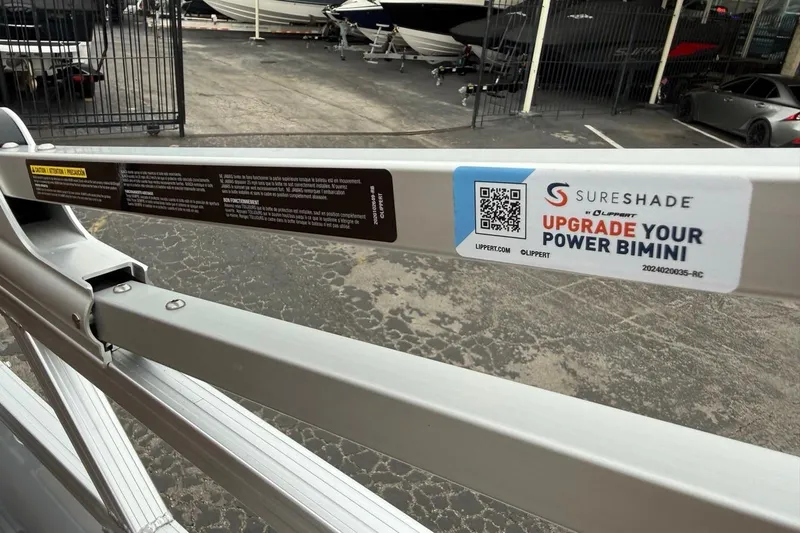 Slide: The Image of Avalon VENTURE 85 CRUISE 2026 with SureShade power bimini upgrade label. - 34