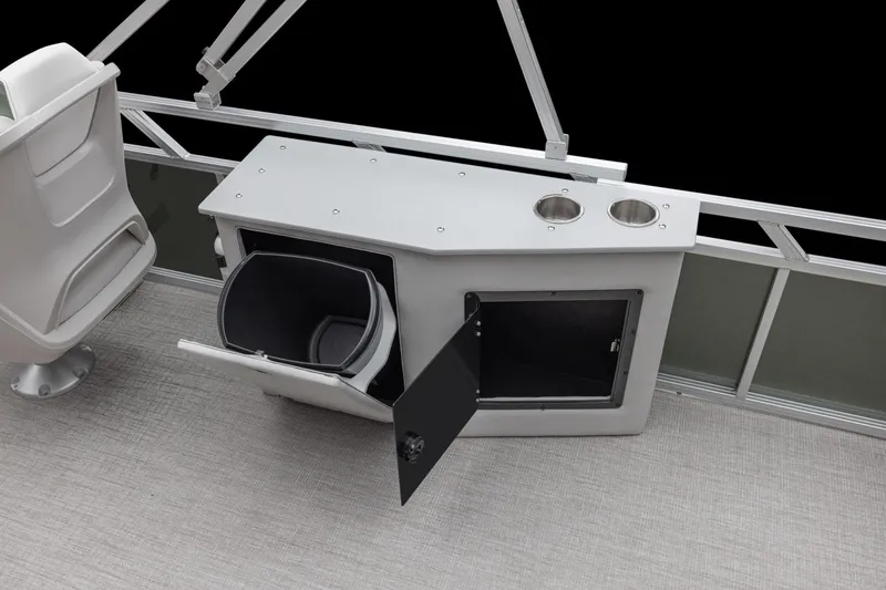 Slide: The Image of 2026 Avalon VENTURE 85 CRUISE pontoon boat with Yamaha engine, parked outside dealership. - 6